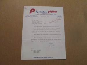 Western Carolinas League Spartanburg Phillies Vintage Dated 1973 Team Letterhead - Picture 1 of 1