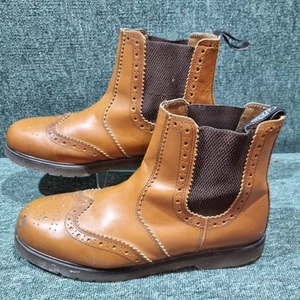 Catesby Mens Chelsea Brogue Boots, tan brown, pull on UK 12 - Picture 1 of 18