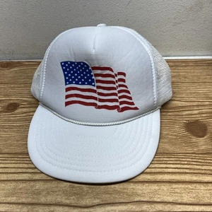 Vintage “Nissun Brand” American Flag White Trucker Hat Snapback NWOT! - Picture 1 of 6