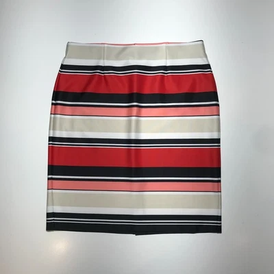 Falda Lápiz Roz & Ali Mujer 1X Beige Rosa Rayas Jersey Extensible Elastizado Foto 1 de 4