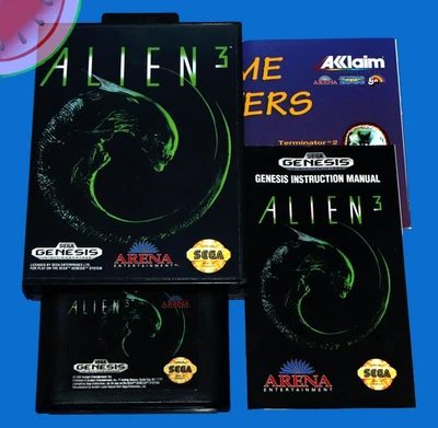 Sega GENESIS Game ALIEN 3 Authentic Complete CIB in NEW HangTab Case Aliens III - Image 1 of 4