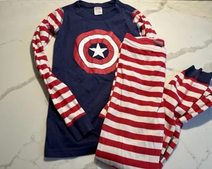 Hannah Anderson X Marvel Captain America Pajamas Set Sz 140/10 Organic Cotton - Picture 1 of 7