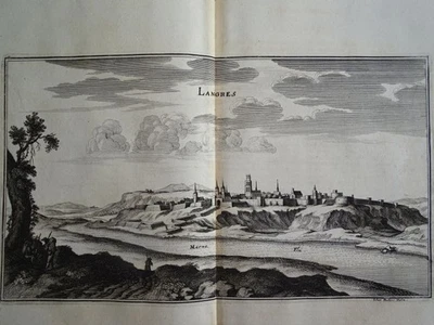 Langres Marne Panorama Grand Est Topographia Galliae EA Merian Kupferstich 1655 - Bild 1 von 3