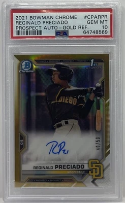 2021 Bowman Chrome Prospect Reginald Preciado #CPA-RPR Auto Gold #/50 PSA 10 1ST - Image 1 of 2