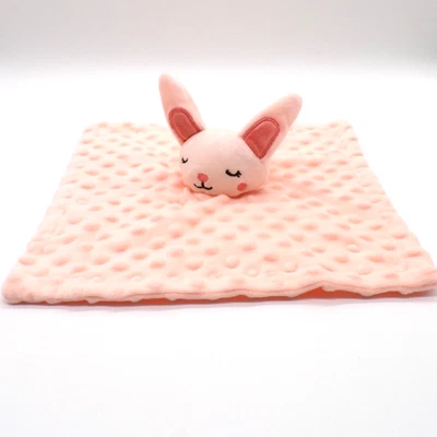 Pink Bunny Lovey Bumpy Dots Baby Plush Stuffed Rabbit Security Blanket 11" - Image 1 of 4