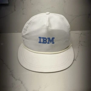 Vintage IBM Truckerkappe weiß Seil Riemen hinten hergestellt in den USA verstellbar Netz neu aus altem Lagerbestand - Bild 1 von 7
