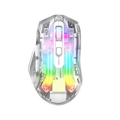 -Mouses para jogos sem fio com concha de cristal transparente, três modos (USB com fio + 2,4... - Imagem 1 de 4