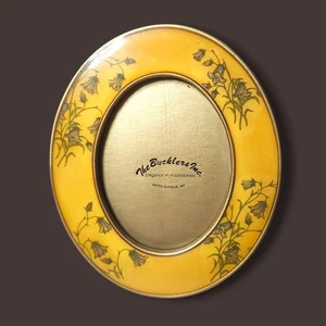 Vintage Bucklers 5th Ave Enamel Oval Picture Frame Yellow Floral 3"- 4" Photo - Picture 1 of 5