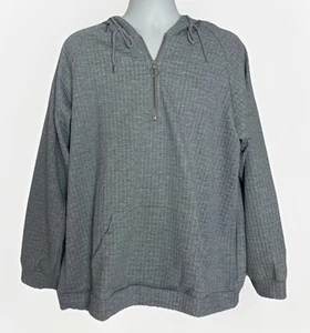 Sudadera con capucha para mujer 1/4 cremallera punto gofre XL gris - Imagen 1 de 11