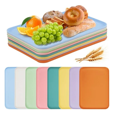 8-Piece Large Wheat Straw Tray Set, 15" x 10.6" Unbreakable Lightweight Servi... - Image 1 of 4