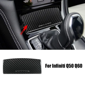Carbon Fiber Car Gear Shift Storage Box Panel Trim Sticker For Infiniti Q50 Q50L - Picture 1 of 6