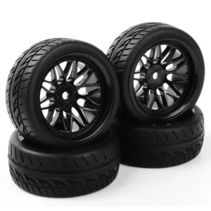 4Pcs Flat Tires&Wheel Rims 12mm Hex BBNK For HSP HPI RC 1:10 On Road Racing Car  - Picture 1 of 6