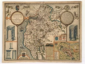 Antique John Speed I Sudbury & George Humble Hand Coloured Map of Cumberland - Picture 1 of 22
