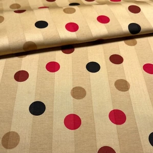 Richloom Platinum Collection Polka Dots Medium Weight Fabric Gold Striped 1 YARD - Picture 1 of 9