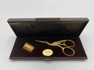 Wasa Solingen Germany Vintage Gold Plated Thimble and Bird Scissors (W) - Picture 1 of 14