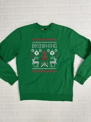 Suéter de Navidad Browning Armas de Fuego para Hombres L Forrado Verde Nuevo sin Etiquetas Foto 1 de 4