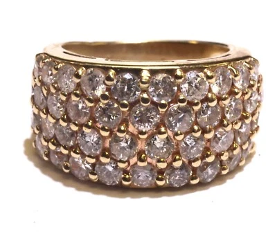 Oro Amarillo 14k 2.0ct I2 H Diamante Natural 4 Filas Aniversario Banda Cóctel 8.8g Foto 1 de 4