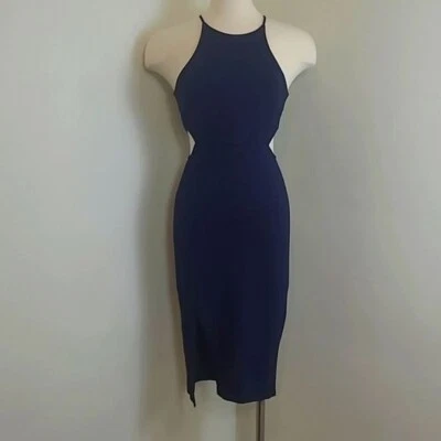 Vestido Soprano Feminino Azul Sem Mangas Corte Halter Tamanho Médio - Imagem 1 de 4