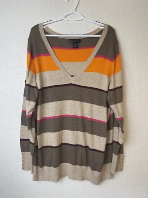 Lane Bryent свитер плюс женщин 22/24 длинным рукавом многоцветный коричневый желтовато-коричневый оранжевый - Изображение 1 из 4