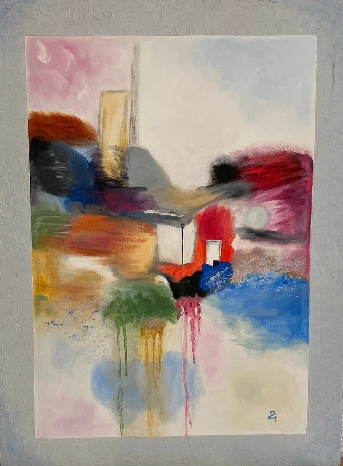 Ölbild "FARBEXPLOSION" Bild Zeichnung Gemälde Original Dekoration Keilrahmen - Bild 1 von 2