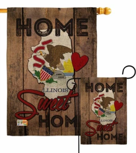 State Illinois Home Sweet Garden Flagge Americana Staaten Geschenk Hof Haus Banner - Bild 1 von 19