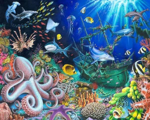 Paint By Numbers (Rolled) - Under the Sea - 40x50cm paint kit - AU stock - Picture 1 of 3