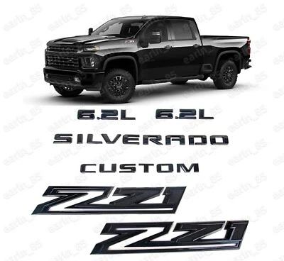 Chevrolet Silverado 2019-2025 kit de placa de identificación emblema personalizado Trail Boss brillo Foto 1 de 4