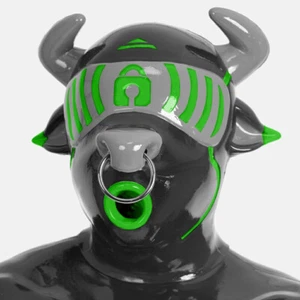FURRJOI Silicone BDSM Lime Cow Drone Mask Hood Headgear Cosplay Party Costume - Picture 1 of 6