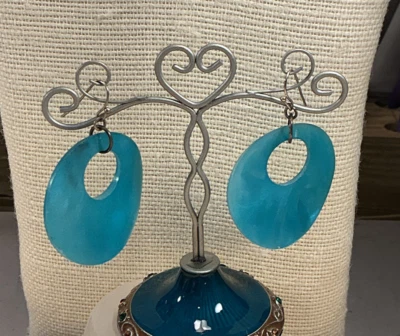 Модные серьги бирюза перламутр большой диск проколотый падение лот 95 - Изображение 1 из 2