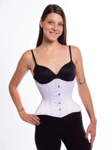 Blemished 426 Standard Authentic white Satin 22”Underbust Double Steel Boned - Picture 1 of 6