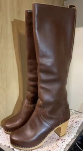 Vintage Chocolate Brown Hasbeens Clog Boots Handmade Sweden Very Good Condition - Picture 1 of 13