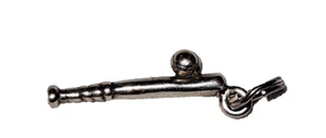 Vintage Sterling Silver Baseball & Bat Charm Pendant 3/4" - Picture 1 of 6