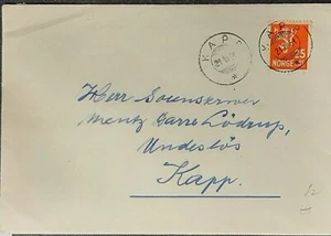 (NOR-208) NORWAY 1954 envelope with stamp SG 190 POSTED TO KAPP - Picture 1 of 2