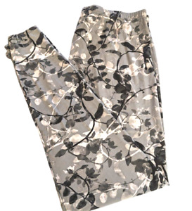 3X Black & Gray Soft & Stretchy Leggings Soft, Floral, Comfy Plus Size NEW