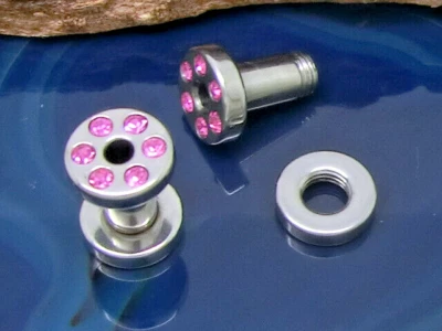 1 Pezzo Flesh Tunnel Ø 4mm Filettatura Vite Ear Plug Acciaio Inox Cristallo Rosa - Immagine 1 di 2