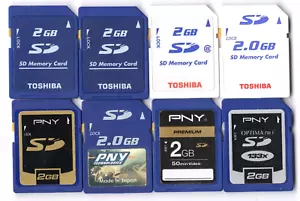 Lot Of 8x Toshiba / PNY 2GB SD Camera Memory Cards - Picture 1 of 1