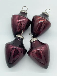Kugel Style Crackle Glass Christmas Ornament Ruby Burgundy Red Acorn Hook Hung - Picture 1 of 7