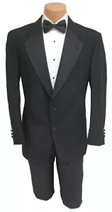 Men's Chaps Tuxedo Jacket with Flat Front Pants Shirt Bow Tie & Studs 44XL 38W - Picture 1 of 9