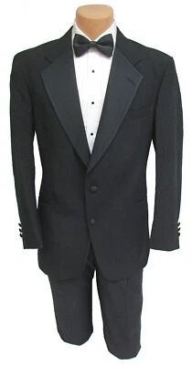 Men's Chaps Tuxedo Jacket with Flat Front Pants Shirt Bow Tie & Studs 44XL 38W - Image 1 of 4
