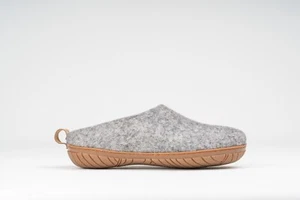 Handmade Outdoor Open Heel Slipper with Rubber Sole - Natural Grey for Unisex - Picture 1 of 13