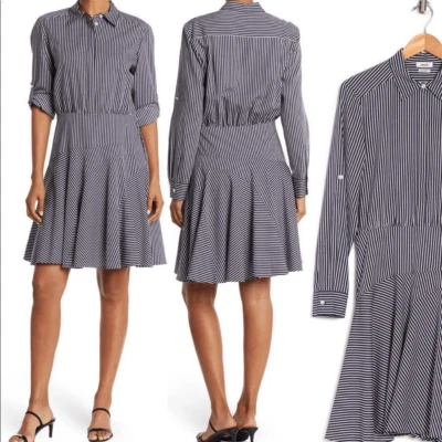 Jason Wu stripe asymmetrical tiered shirt dress size 10, NWT - Image 1 of 4