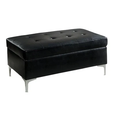 Lexicon Barrington Faux Leather Ottoman in Black - Image 1 of 4