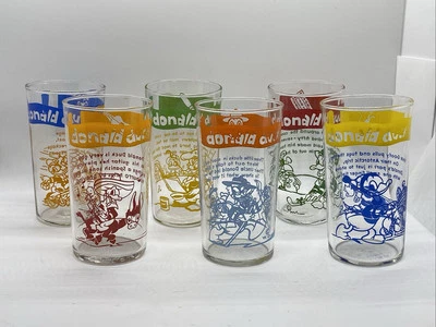 Walt Disney Donald Duck Vintage 1930’s RARE Drinking Glass Set Of 6 - Image 1 of 4