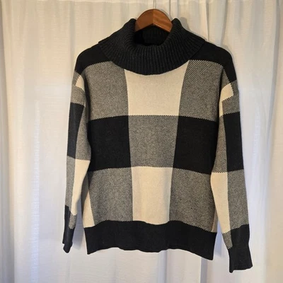 Suéter para mujer Tahari negro blanco a cuadros búfalo cuello alto talla S Foto 1 de 4