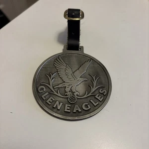 Bolso de Colección Correa de Cuero Plateado Metal Etiqueta-GLENEAGLES GOLF CLUB-Hotel-Escocia - Imagen 1 de 9