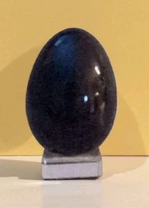 Baccarat seltene Farbe Osterei schwarz Kristall Vintage schwarze Eierform mit Ständer! - Bild 1 von 4