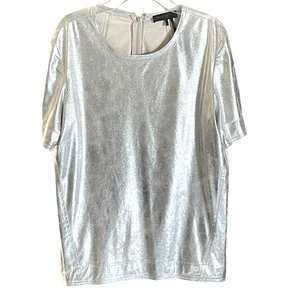 Donna Karan Black Label Top Women Small Silver Metallic Loose Blouse - Picture 1 of 7