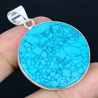 Colgante hecho a mano Santa Rosa turquesa chapado en plata 925 de 1,82" Foto 1 de 3