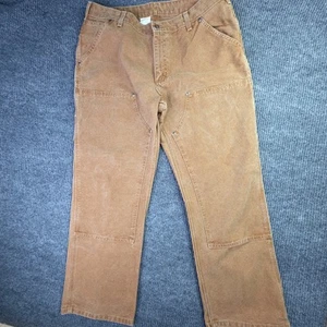 CARHARTT Pants Womens 16 x 30 Actual 34 x 30 Brown Carpenter Double Knee Canvas - Picture 1 of 9