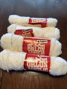 Zayre 100% Dupont Orlon filato acrilico lotto di 4 matassine bianche maglia artigianato vintage - Foto 1 di 1